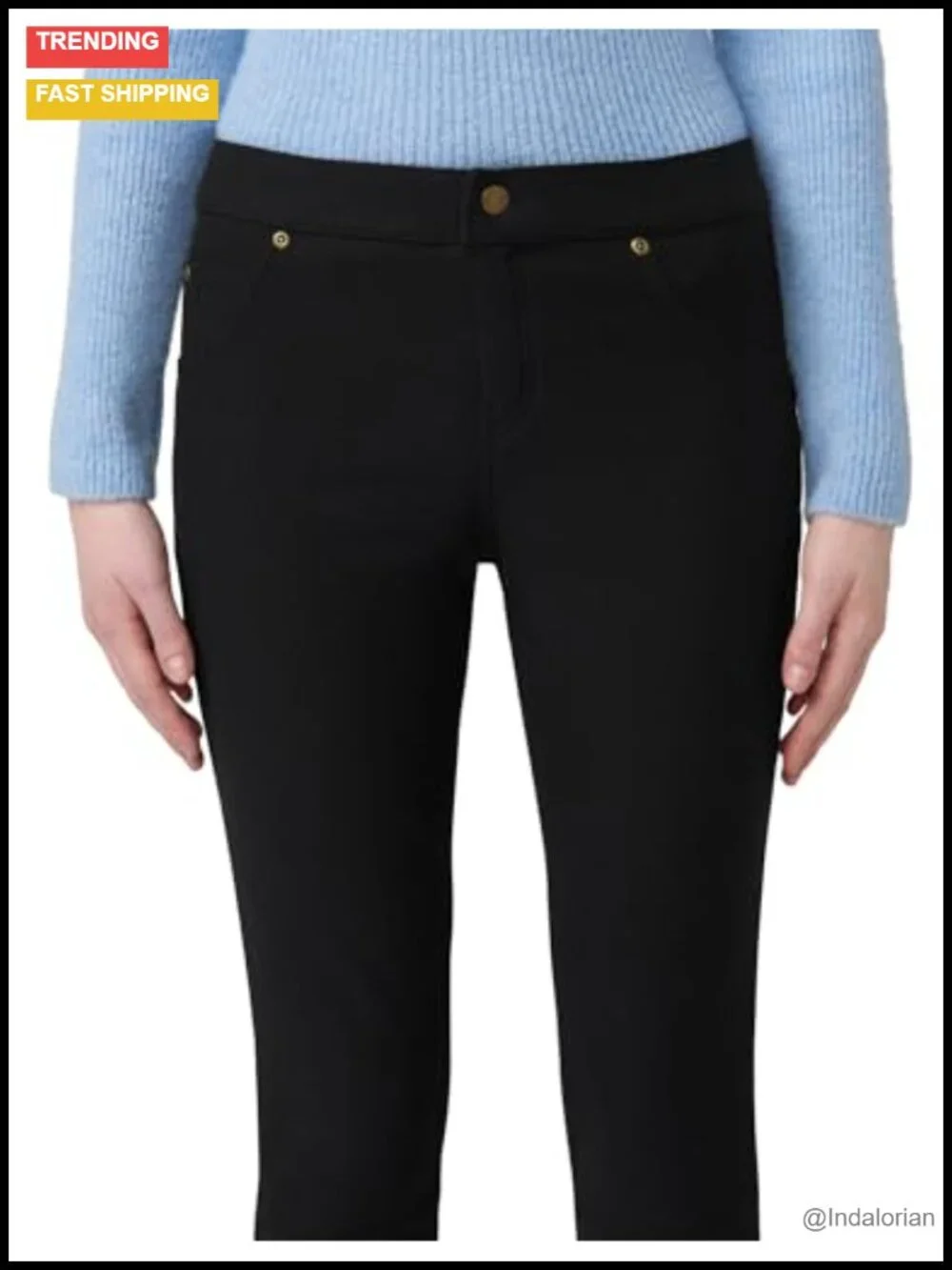 HUE Women's Ultra Soft Fleece Lined Denim Leggings High Waist Skinny
